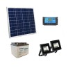 KIT SOLARE ILLUMINAZIONE 50W 12V PER ESTERNI 2 FARETTI LED - AUTONOMIA 8 ORE